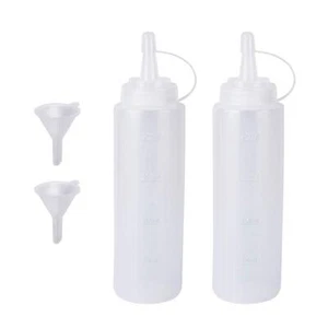 2 Pack 8oz Plastic Sauce Bottles with Leakproof Caps Funnel Included - Picture 1 of 6