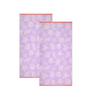Seashell Oversized Beach Towels 2-Pack, 72" x 36" - Picture 1 of 13