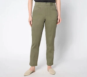 Joan Rivers Petite Stretch Twill Straight Leg Ankle Pants Dusty Olive 2 New - Picture 1 of 2