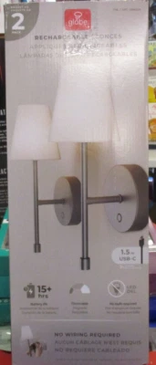 Globo Juego de 2 Apliques de Pared LED Recargables Regulables ~NOB~ Foto 1 de 4