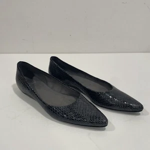 Stuart Weitzman S 225945 flache Schuhe echtes Schlangenleder schwarz spitz zulaufend Größe 9N - Bild 1 von 11