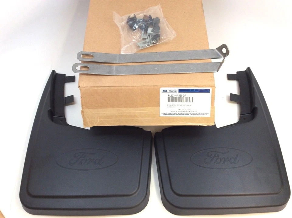 2015-2018 Ford F-150 XLT Rear Black Molded Mudflap Kit With Ford Logo New OEM - Image 1 of 4