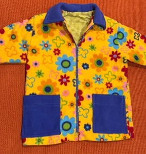 Vintage Colorful Floral Hippy Yellow Jacket Coat Outdoors Play Winter - Picture 1 of 7