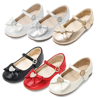 Girls Flat Shoes Rhinestone Ballerina Flats Wedding Party Shoes Mary Jane Flats - Image 1 of 4