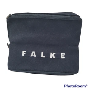 Falke Black Carrying Case Travel Bag 2 Pockets Logo Zippers 8 x 8 x 2 in Woven - Picture 1 of 12