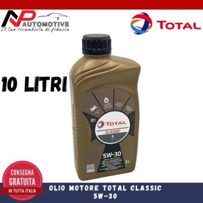 10L OLIO MOTORE TOTAL CLASSIC 9 C3 5W30 BMW OPEL MERCEDES FIAT HYUNDAI KIA 5W-30 - Immagine 1 di 4