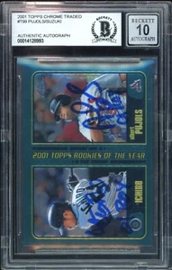 2001 Topps Chrome Albert Pujols Ichiro Suzuki RC 01 ROY Dual Beckett Auto 10 - Picture 1 of 2