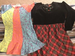 Designer Girl Hanna Anderson cotton floral Christmas red black dress 4-6 130/120 - Picture 1 of 1