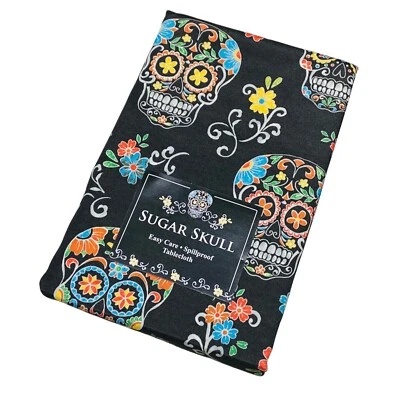 Halloween Sugar Skull Day of the Dead 60x84in Rectangular Polyester Tablecloth - Image 1 of 3