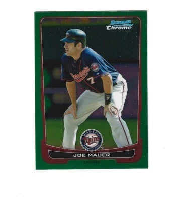 2012 Bowman Chrome Green Refractors #170 Joe Mauer MINNESOTA TWINS - Image 1 of 2