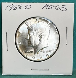 1968-D Kennedy Half Dollar US Silver Clad Coin - Picture 1 of 2