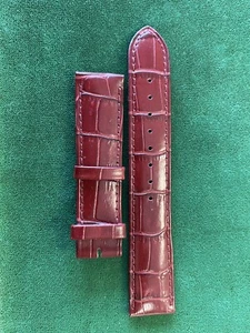Aigner Burgundy 20 x 18mm Red Leather Watch Strap - Picture 1 of 4
