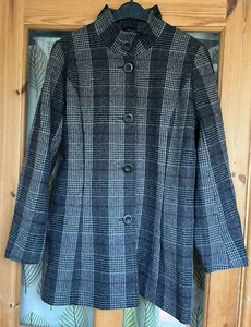 Autonomy Ladies Coat UK 12 Grey Check Wool Blend in VGC - Picture 1 of 5
