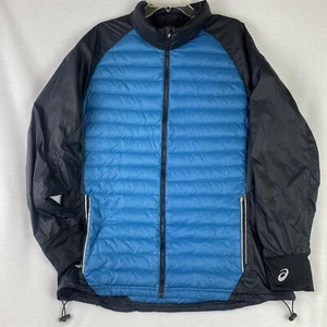 Chaqueta de invierno Asics para hombre Guerrero plumón de ganso rendimiento con cremallera, verde azulado/negro, 2XL - Imagen 1 de 12