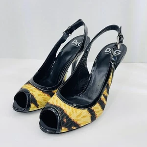 Dolce & Gabbana Womens Patent Leather SlingBack Peep Toe Heel COA SZ 37 IT US 7 - Picture 1 of 24