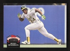 1992 Topps Stadium Club Baseball Rickey Henderson #750 Oakland Athletics