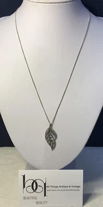 Silver Chain 925 Italy With Sterling Silver 925 Leaf Shaped Pendant - Bild 1 von 8