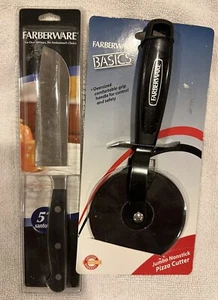 Farberware Jumbo Nonstick Pizza Cutter & 5 inch Santoku Knife - New In Packaging - Picture 1 of 6