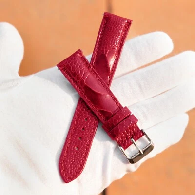 Red Ostrich Watch Strap Men's, Red Leather Watch Band, Ostrich Leg Skin 14-26mm - Image 1 of 4