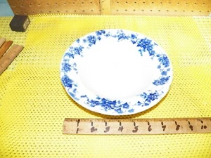 Antiguo tazón de sopa de borde ancho azul flujo oscuro cerámica gremio brownfields - Imagen 1 de 6
