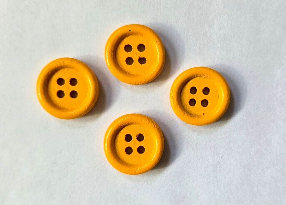 Set of 4 Orange Wood Button - 4 Holes 5/8" - Image 1 of 1