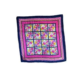 Bufanda de seda Flower Power vintage años 70 eco retazos bordes enrollados 27" cuadrada - Imagen 1 de 3