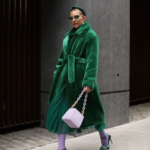 OFF WHITE Cappotto lungo pelliccia di coniglio visone cappotto invernale ispessito donna slim fit peluche