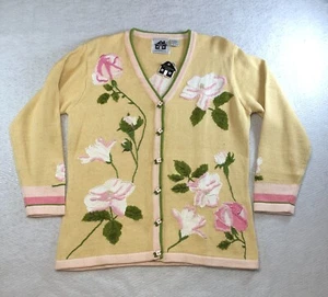 Storybook Knits Womens Cardigan Size L Embroidered Flowers 3/4 Sleeve NWT - Picture 1 of 14