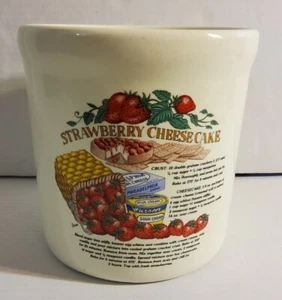 Vintage Ceramic Strawberry Cheesecake Recipe Utensil Jar Kitchen Decor 6.5x6.5 - Picture 1 of 5
