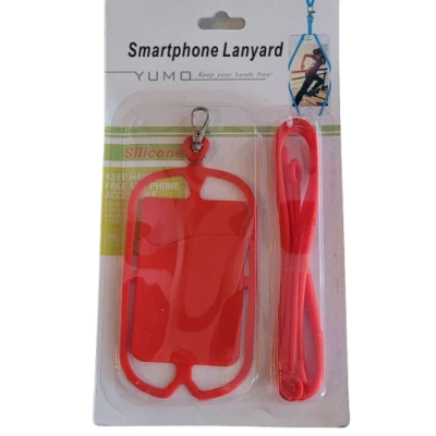 Soporte universal de silicona para teléfono inteligente con cordón y bolsillo para tarjetas collar Foto 1 de 4