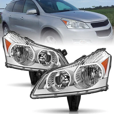Chrome Headlights for 2009-2012 Chevy Traverse LS LT Headlamps L+R w/ Bulb 09-12 - Image 1 of 4