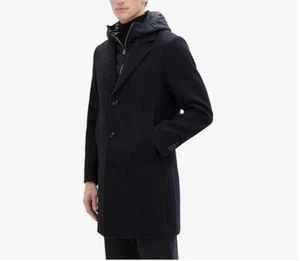 Tom Tailor overcoat/coat double collar and zip-off hood - Wool mix see measures - Picture 1 of 19
