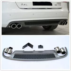 S-Line S4 Style Rear Diffuser + Exhaust Tip For 2013-2016 Audi A4 B8.5 Sedan - Foto 1 di 8