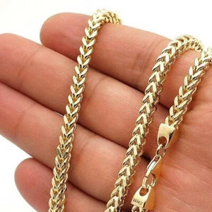 14K Gold Over Sterling Silver 4mm Franco Box Chain (Solid Links) 20"-30" - Picture 1 of 7