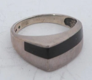 Kabana southwestern Sterling silver & Onyx inlay, unusual modern design ring - Picture 1 of 6