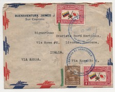 1946 VENEZUELA//ITALIA PAR AVION AEROGRAMMA SAN CRISTOBAL/MARACAIBO/LIVORNO