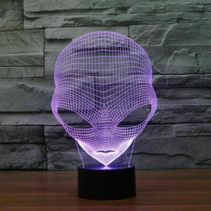 UFO 3D Martian Alien 7 Color Changing LED Lamp Night Light Touch Remote Control - Picture 1 of 6