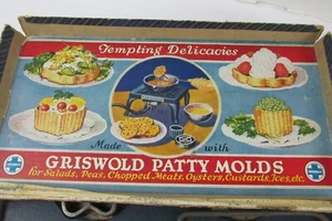 Vintage Griswold Gusseisen 2 Patty Formen Set Lot 2 Originalkarton - Bild 1 von 3