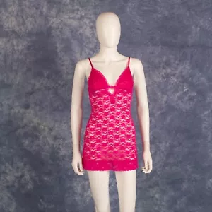 Vintage Y2K Rampage Intimates Hot Pink Lace Babydoll Lingerie Sz S - Picture 1 of 5
