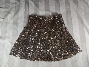 ZARA Girls Gold Copper Sequin Metallic Occasion Skirt Size 9 CM 134 Lined - Picture 1 of 11