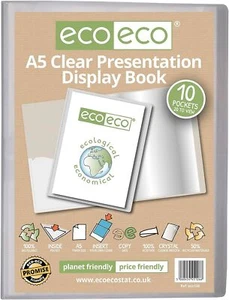 eco-eco A5 50% Recycled Clear 10 Pocket Presentation Display Book - Picture 1 of 4