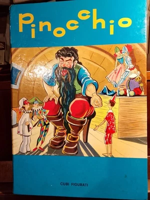 PINOCCHIO Scatola con 6 cubi/puzzle colorati ill. Spighi - Immagine 1 di 4