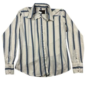 Camisa Panhandle Slim Para Mujer De Colección Blanca y Azul Rayas Abotonada Talla 14 Western - Imagen 1 de 5