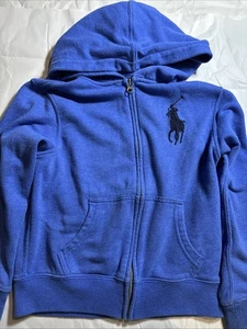 Pre-owned Ralph Lauren Children’s Zip Up Hoodie. Blue. Size S(8) Zipper Front - Picture 1 of 12