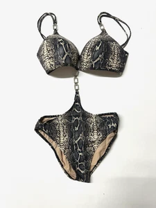 Vintage Gottex Swimsuit Womens Sz 14 fits Med Snakeskin Jeweled OnePiece Bikini - Picture 1 of 3