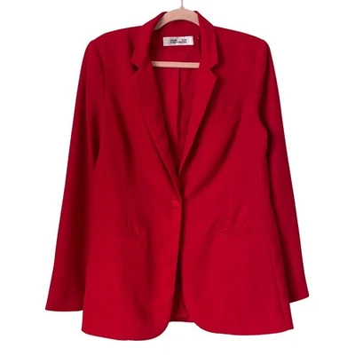 Blazer Diane Von Furstenberg Mujer Pequeño Rojo Longline Preppy Silencioso Lujo Foto 1 de 4