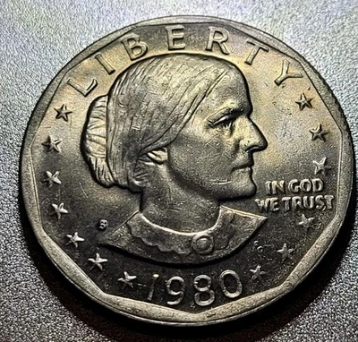 1980 Susan B Anthony Liberty S [Raro FG - Frank Gasparro] UN DÓLAR EE. UU. Moneda Foto 1 de 3
