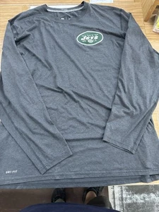 New York Jets, XXL, Nike, NFL, Nike Long Sleeve Dri-Fit Shirt Men's Dark Gray - Picture 1 of 5