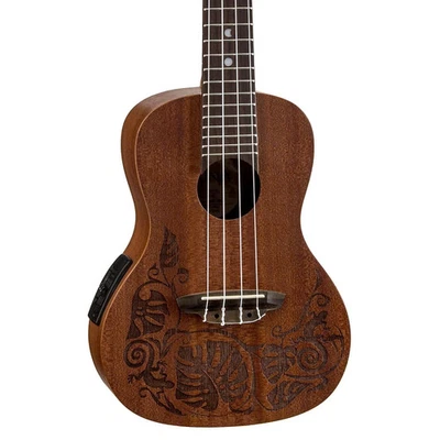 Luna Guitars MO EL Concert Acoustic-Electric Ukulele Lizard Design - Image 1 of 4