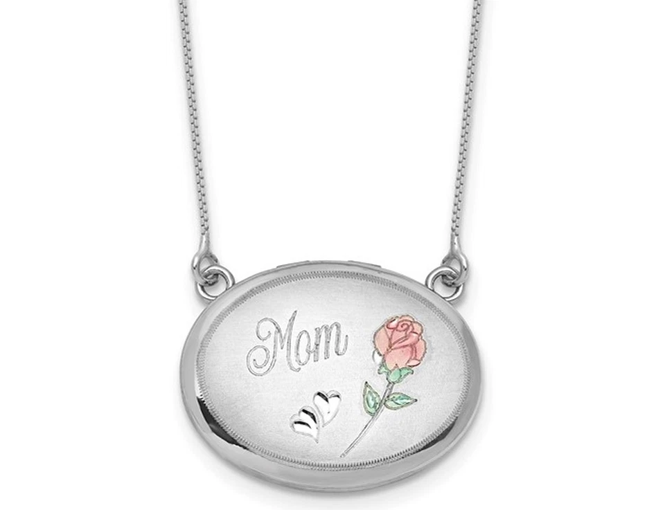 Medallón de plata de ley con flor de mamá con cadena Foto 1 de 4